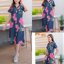 ชุดยีนส์ #8663 เดรสยีนส์พิมพ์ลายดอกไม้สวยหรู ผ้ายีนส์แท้เนื้อนิ่มแบบสวย ใส่สบายส่ได้หลายโอกาส