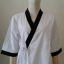 DFS008 White Japanese chef jacket (Samue style) with black rim ซามูเอะ ชุดเชฟ ญี่ปุ่น สีขาว กุ๊น สีดำ