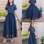 แมกซี่เดรสยีนส์ #8700 (B) (ชุดยีนส์ยาว-ชุดติดกัน) ปักลายดอกไม้ชสวยหรู ขนาด Free size รอบอก 40"