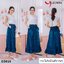 กระโปรงยีนส์ยาว Free size สียีนส์เข้ม ระบายกระเป๋า และชายสวย หวานมาก ผ้ายีนส์เนื้อนิ่ม ไม่หด สีไม่ตก