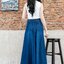 กระโปรงยีนส์ยาว #AU5612 ขนาด Free size สียีนส์เข้มแบบสวยใส่สบาย ผ้าพริ้วมีน้ำหนักแมทกับเสื้อได้หลายแบบ