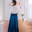 กระโปรงยีนส์ยาว Free Size สียีนส์เข้ม สม็อคหลัง เอวสูง J5515