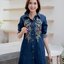 เดรสยีนส์ # 7221 (42) ชุดยีนส์แบบสวยปักลายดอกไม้สีสดใสสวยมาก ผ้ายีนส์ไม่หนา ใส่สบาย ใส่ได้หลายโอกาส สินค้าขายดี