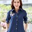 เดรสยีนส์ # 8812 ชุดยีนส์ปักลายดอกไม้ ผ้ายีนส์เนื้อนิ่มไม่หนา แบบสวยใส่สบายใส่ได้หลายโอกาส