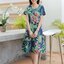 เดรสยีนส์ #8362-1 Size 42 ผ้ายีนส์เนื้อนิ่มพิมพ์ลายดอกไม้สวยแต่งระบายชายน่ารักๆ ใส่สบาย ไม่ร้อน ใส่ได้หลายโอกาส
