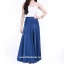 กระโปรงยีนส์ยาว #AU5612 ขนาด Free size สียีนส์เข้มแบบสวยใส่สบาย ผ้าพริ้วมีน้ำหนักแมทกับเสื้อได้หลายแบบ