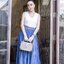 กระโปรงยีนส์ยาว แบบระบายเป็นชั้นๆ สวยมากสียีนส์อ่อน ขนาด Big Size ใส่ได้!!!