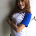 เสื้อเปล่า TK : ขาวสโลปน้ำเงิน